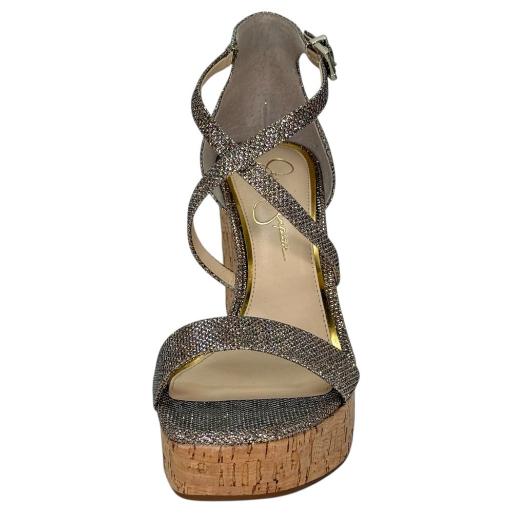 Jessica Simpson Stassi Gold Glitter Womens Wedge Heels Size 9.5M - Picture 6 of 11